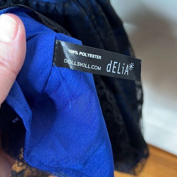 Delia’s by Dolls Kill Dress To Kiss Mini Dress Lace Babydoll Blue Small Nwt - Picture 5 of 7